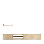 Meuble tv suspendu 3 portes en bois l180cm - bois clair