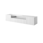 Meuble tv suspendu blanc avec 2 portes et 2 tiroirs 200x45 cm