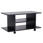 Meuble tv table basse sur roulettes noir