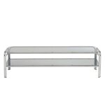 Meuble tv verre tremp noir et structure en chrome 160cm