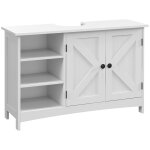 Meuble vasque 2 portes croisillon étagère 3 niches blanc Meuble vasque 2 portes croisillon étagère 3 niches blanc
