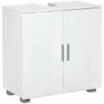 Meuble vasque 2 portes rainurées 2 étagères blanc Meuble vasque 2 portes rainurées 2 étagères blanc