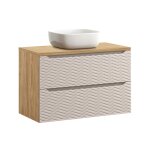 Meuble vasque 90cm stratifis beige