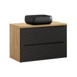 Meuble vasque 90cm stratifis noir et beige