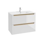 Meuble vasque encastre 2 tiroirs stratifis blanc