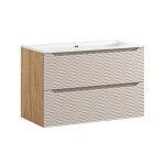 Meuble vasque encastre 90cm stratifis beige