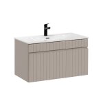 Meuble vasque encastre stratifis beige