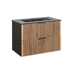 Meuble vasque encastrée stratifiés beige noir Meuble vasque encastrée stratifiés beige noir