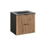 Meuble vasque encastrée stratifiés beige noir Meuble vasque encastrée stratifiés beige noir
