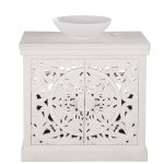 Meuble vasque en manguier massif blanc effet vieilli Meuble vasque en manguier massif blanc effet vieilli