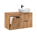 Meuble vasque panier à linge stratifiés beige Meuble vasque panier à linge stratifiés beige