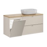Meuble vasque panier  linge stratifis beige