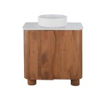 Meuble vasque salle de bain et plateau en pierre effet terrazzo