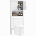 Meuble wc avec porte double tagre rglable et compartiment blanc