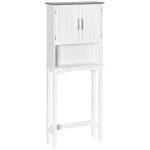 Meuble wc rangement salle de bain avec placard  double porte blanc