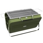 Mini barbecue  charbon portable pliable coque de valise mtal vert