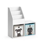 Mini bibliothque enfant, avec 2 botes pliantes, blanche 72x79cm