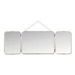 Miroir de barbier mural triptyque en mtal finition argent - l114 cm