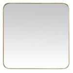 Miroir carr aux bords arrondis en mtal dor 120x120cm