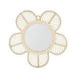 Miroir fleur en rotin beige 57x55