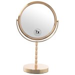 Miroir grossissant (x7) double face en m�tal dor�