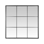 Miroir industriel fen�tre 9 vues m�tal noir 120x120cm