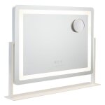 Miroir lumineux bande led rglable mtal 58x54x12cm blanc