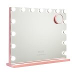 Miroir maquillage lumineux 15 led mtal 58x46x12cm rose