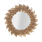 Miroir mural feuilles en mtal couleur cuivre  73x5 cm
