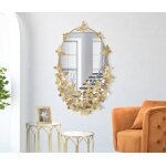 Miroir mural ovale avec papillons en mtal dor 59x3x89, 5 cm