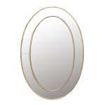Miroir oval avec double cadre en metal doré - h95 cm Miroir oval avec double cadre en metal doré - h95 cm