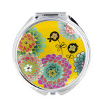 Miroir de poche jaune acier inoxydable 6 x 6 x 0 cm Miroir de poche jaune acier inoxydable 6 x 6 x 0 cm