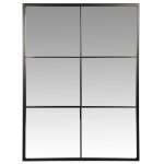 Miroir rectangulaire fentre en mtal noir 60x80