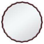 Miroir rond décoratif ondulé en bois bordeaux lie - de - vin h76 Miroir rond décoratif ondulé en bois bordeaux lie - de - vin h76