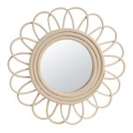 Miroir rond fleur en rotin d26