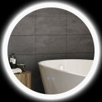 Miroir rond lumineux led salle de bain antibu�e verre gris