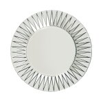 Miroir rond en verre avec cadre en relief argent - d100 cm