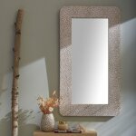 Miroir sculpt� motif devant bois 91x51 cm beige
