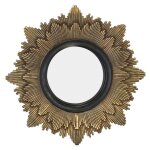 Miroir soleil �20 cm - noir et dor�