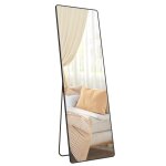 Miroir sur pied 160 x 50 cm sur pied cadre en alliage d'aluminium noir