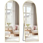 Miroir sur pied 160 x 50 cm verre tremp dressing dor clair