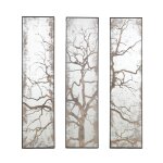 Miroir triptyque imprim arbre 30x120cm