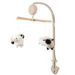 Mobile musical bb moutons blancs, beiges et noirs