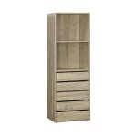 Module dressing avec 5 tiroirs et 2 tagres, naturel