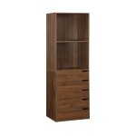 Module dressing avec 5 tiroirs et 2 tagres, noyer