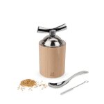 Moulin  graines de lin manuel en bois naturel et inox h13cm
