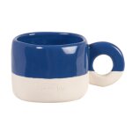 Mug en cramique blanche et bleue