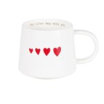 Mug en cramique blanche motifs c?urs rouges