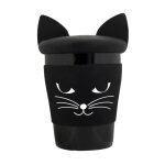 Mug et couvercle chat noir silicone 10 x 9 x 14 cm