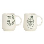 Mugs en gr�s beige motifs verts (x2)